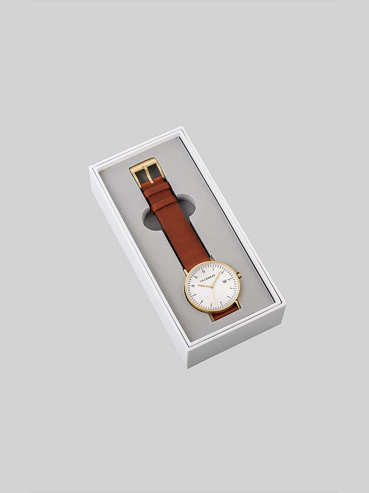 The Horse D-Series Brushed Gold Tan Leather Watch - MORE by Morello Indonesia