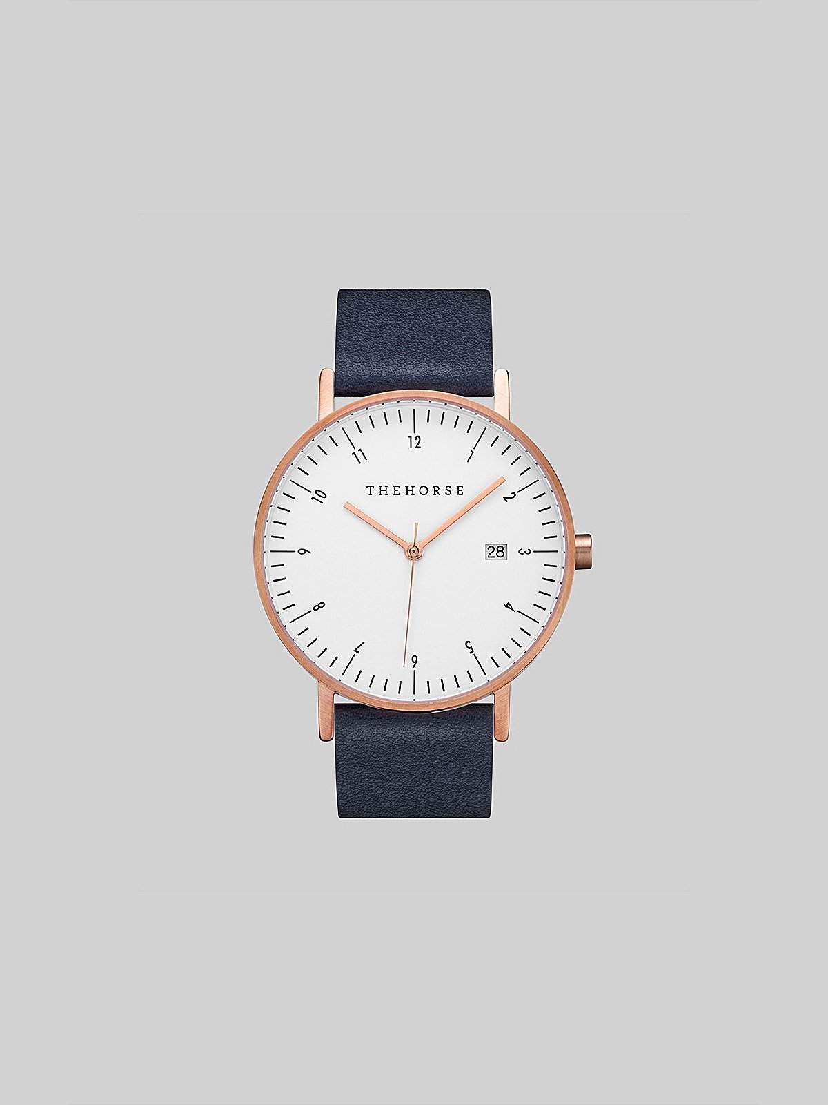 The Horse D-Series Brushed Rose Gold Navy Leather Watch - MORE by Morello Indonesia