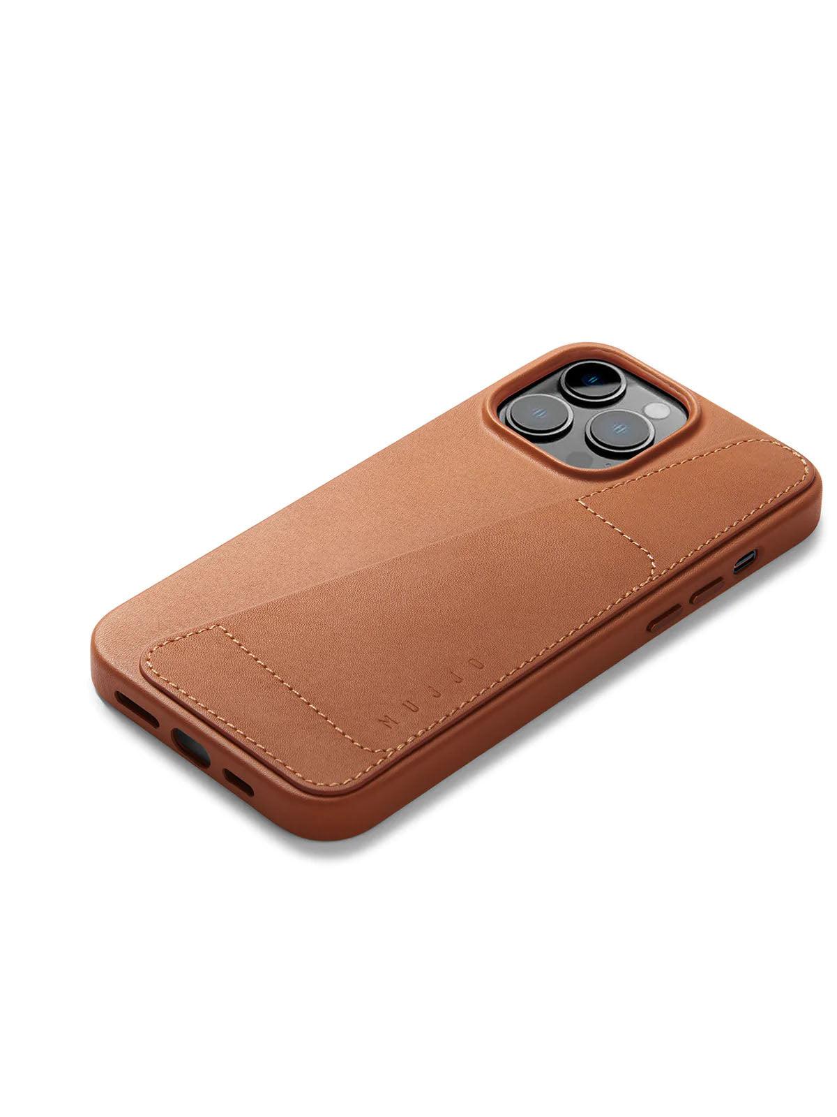 Mujjo Full Leather Wallet Case for iPhone 14 Pro Max Tan