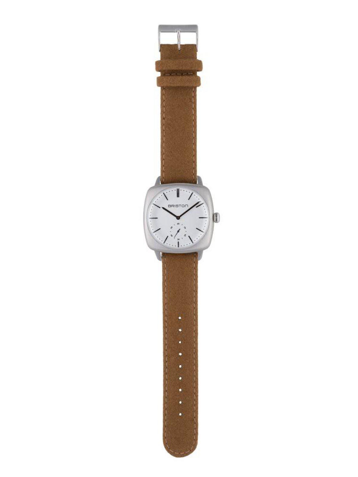 Briston Clubmaster Vintage Brushed Steel Small Second White Dial 40mm - MORE by Morello Indonesia