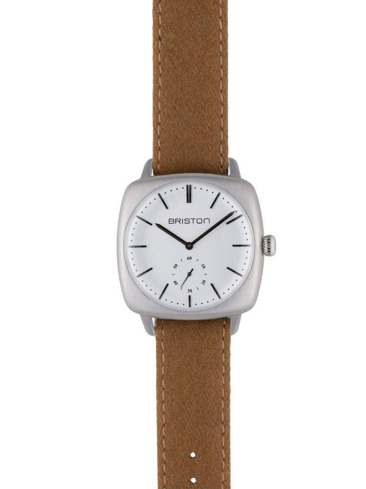 Briston Clubmaster Vintage Brushed Steel Small Second White Dial 40mm - MORE by Morello Indonesia