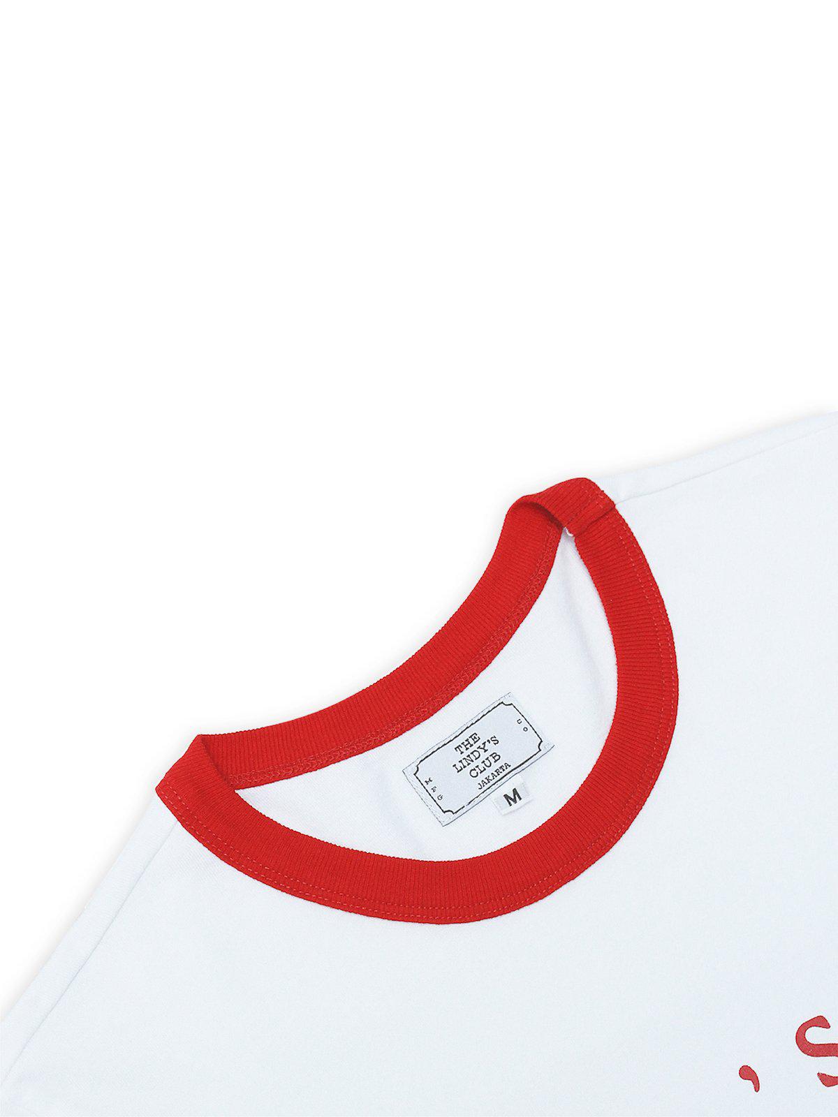The Lindy&#39;s Club Lindance Ringer Tee White Red - MORE by Morello Indonesia