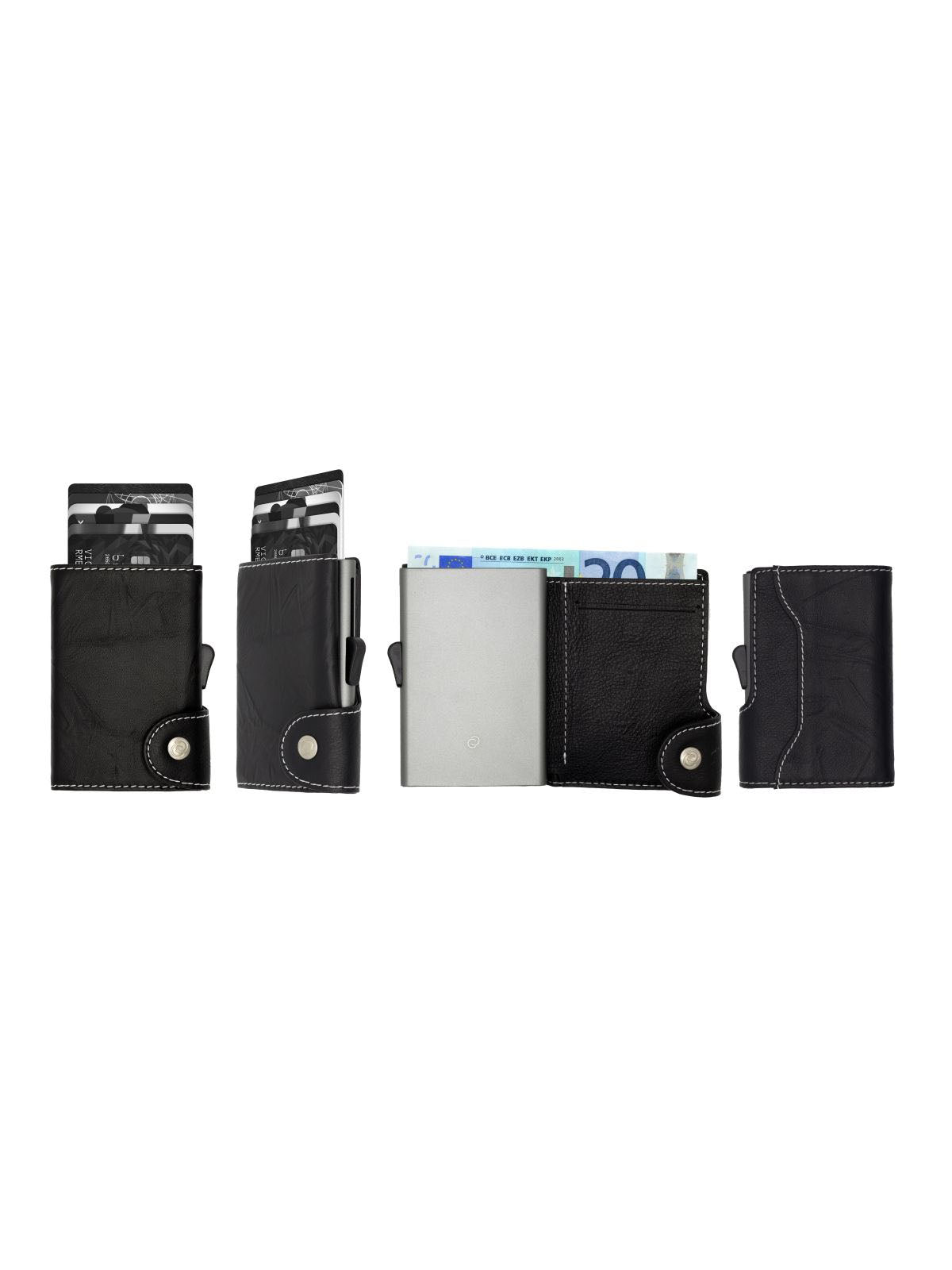 C-Secure Italian Leather Single Wallet Special Edition RFID Black Grey