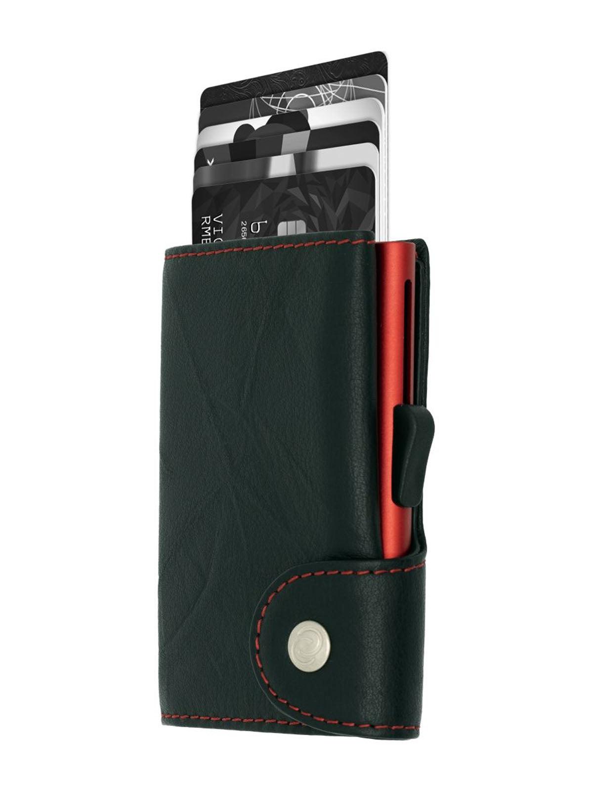 C-Secure Italian Leather Single Wallet Special Edition RFID Black Red