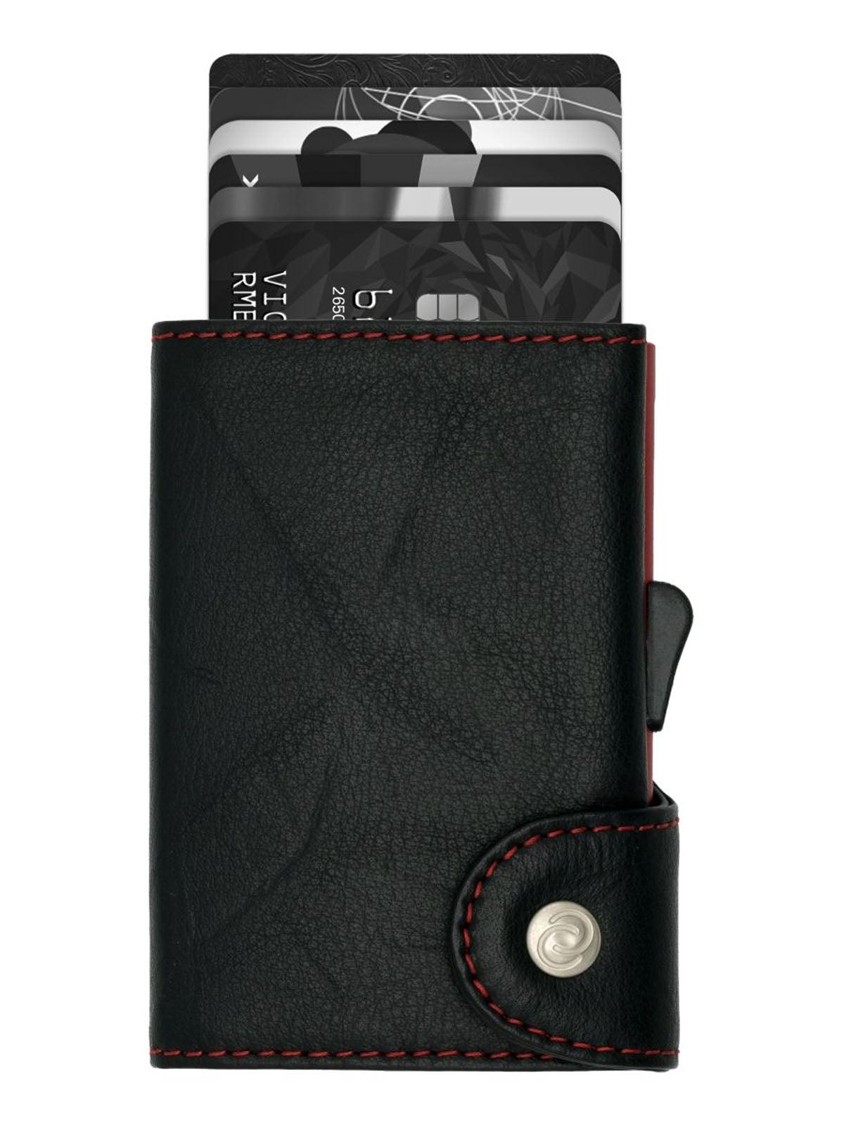 C-Secure Italian Leather Single Wallet Special Edition RFID Black Red