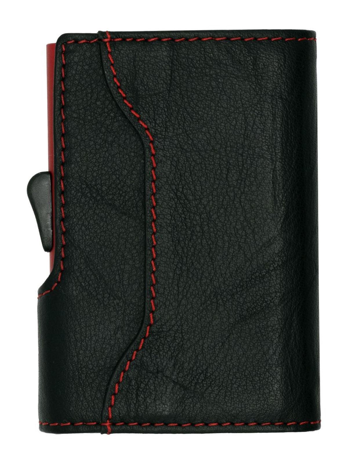 C-Secure Italian Leather Single Wallet Special Edition RFID Black Red