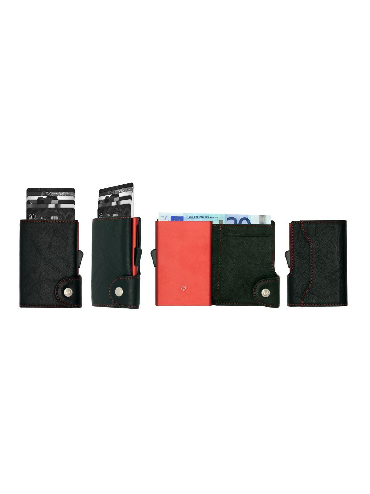 C-Secure Italian Leather Single Wallet Special Edition RFID Black Red
