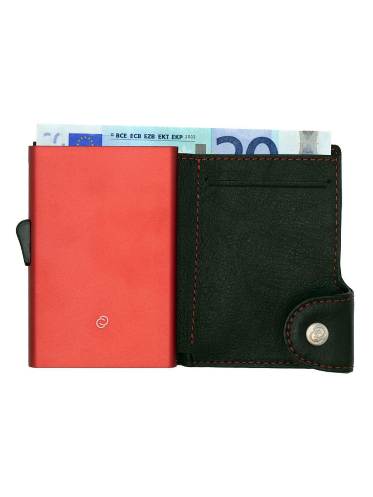 C-Secure Italian Leather Single Wallet Special Edition RFID Black Red