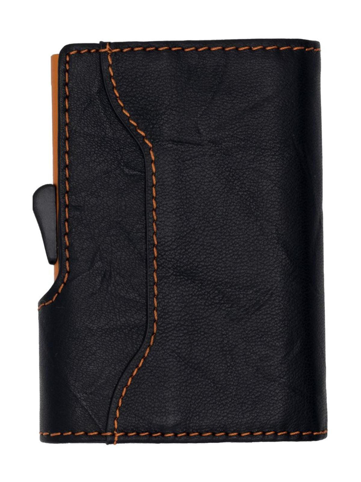 C-Secure Italian Leather Single Wallet Special Edition RFID Black Orange