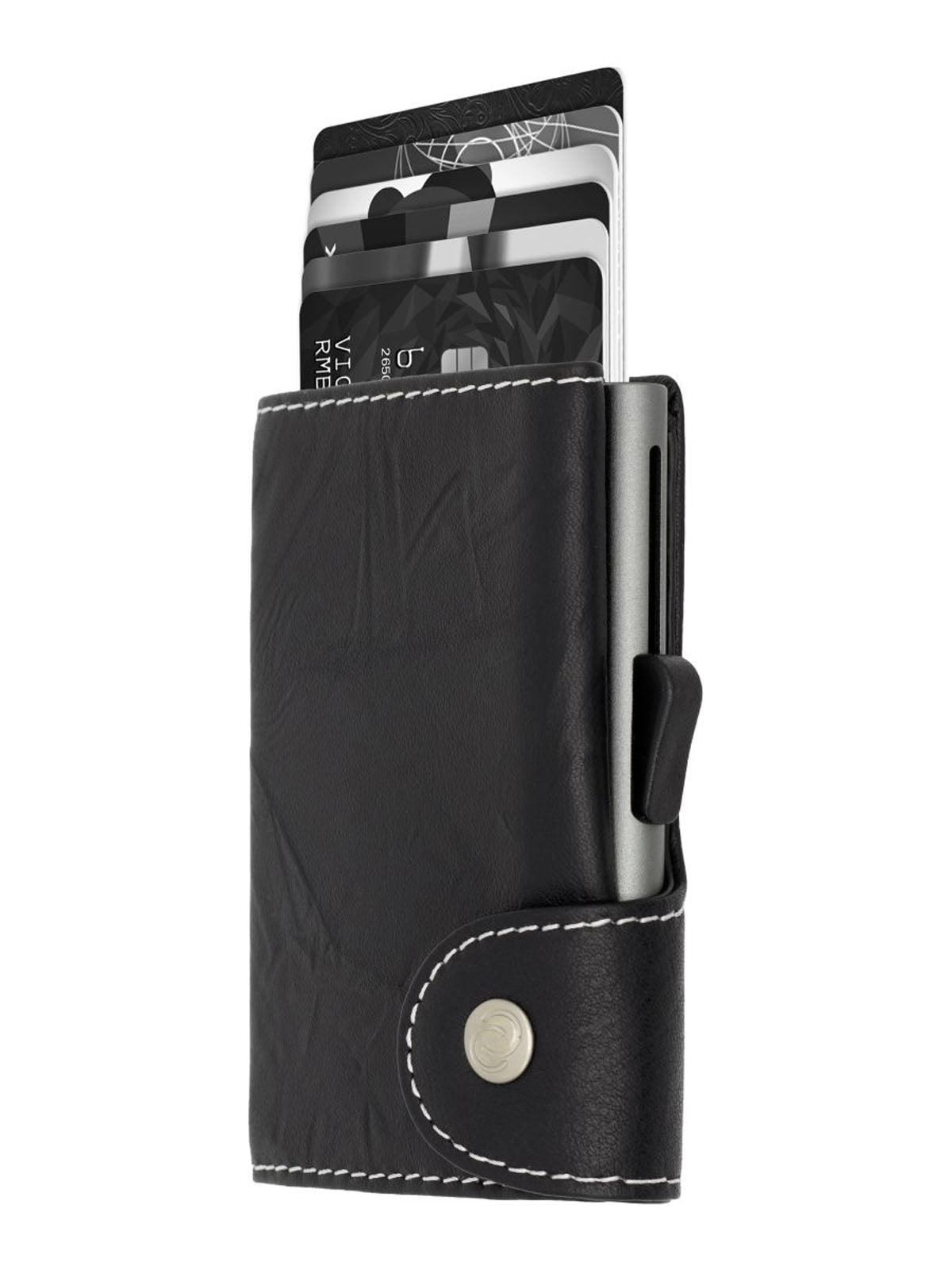C-Secure Italian Leather Single Wallet Special Edition RFID Black Grey