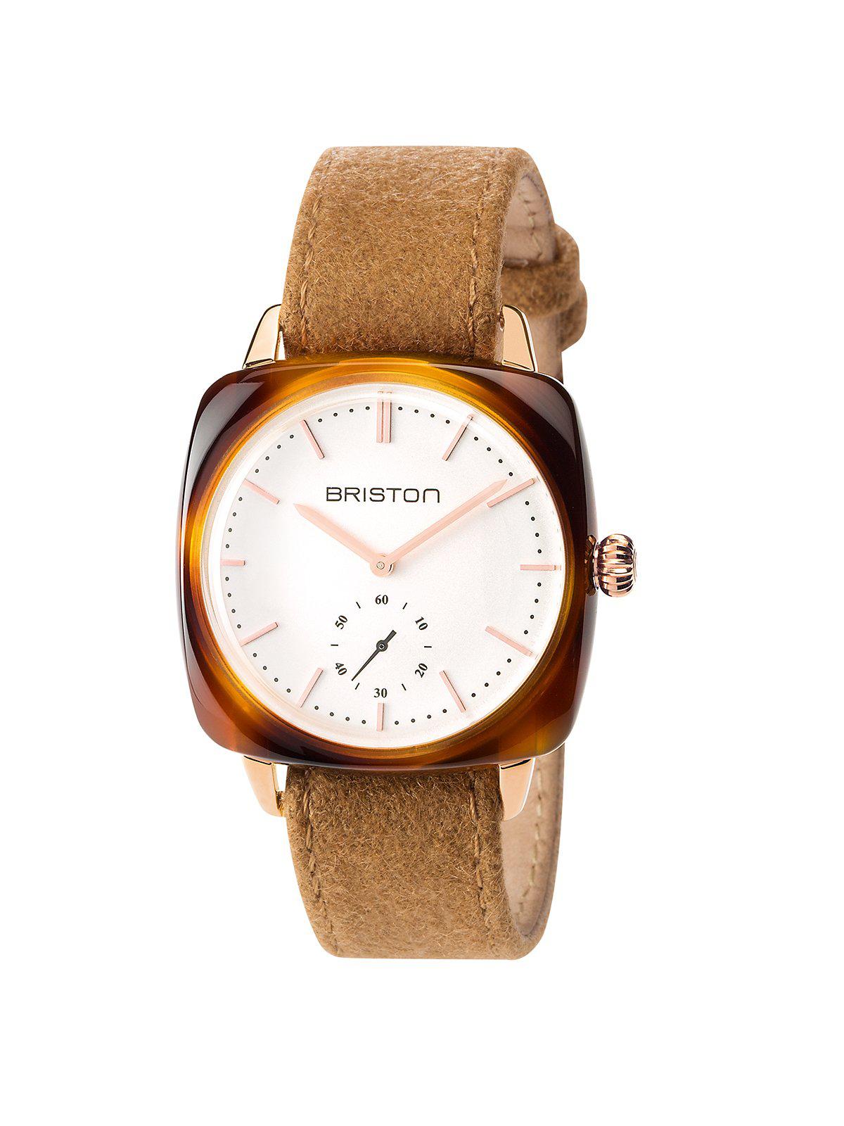 Briston Clubmaster Vintage Acetate Small Second Gold White Dial And Rose Gold 40mm - MORE by Morello Indonesia