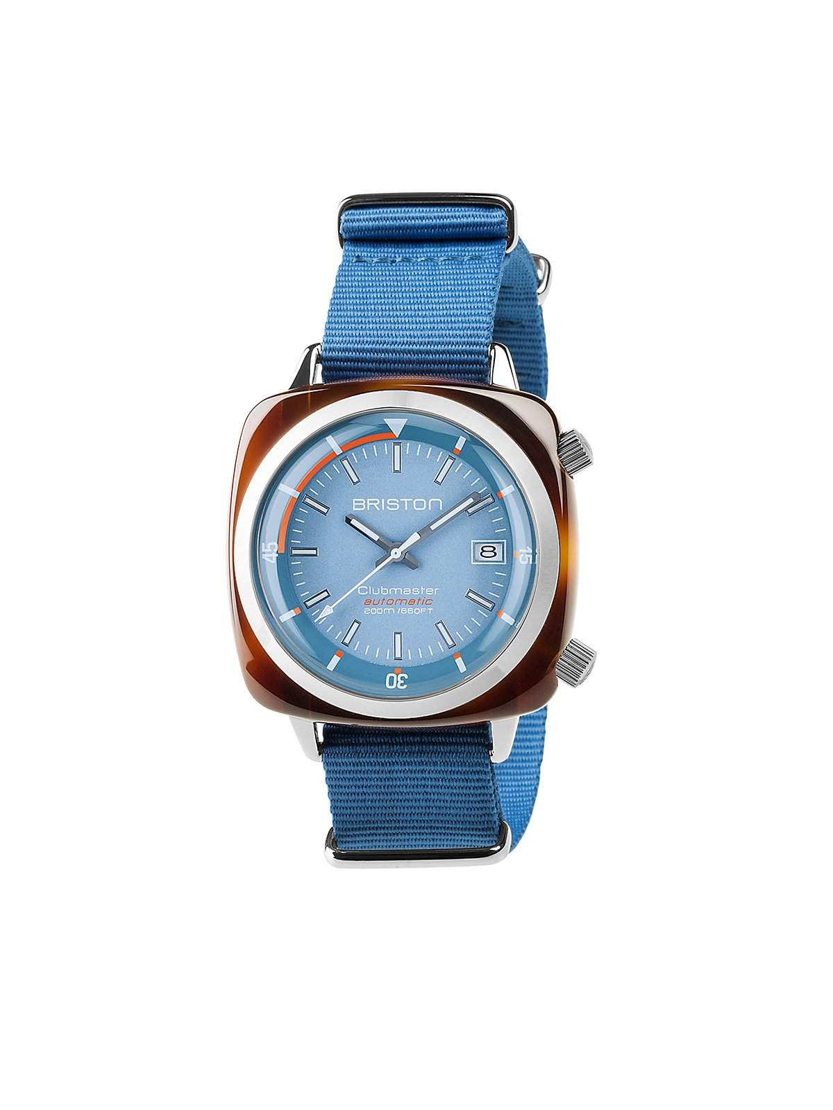 Briston Clubmaster Diver Acetate Automatic HMS Tortoise Shell Light Blue Dial 42mm - MORE by Morello Indonesia