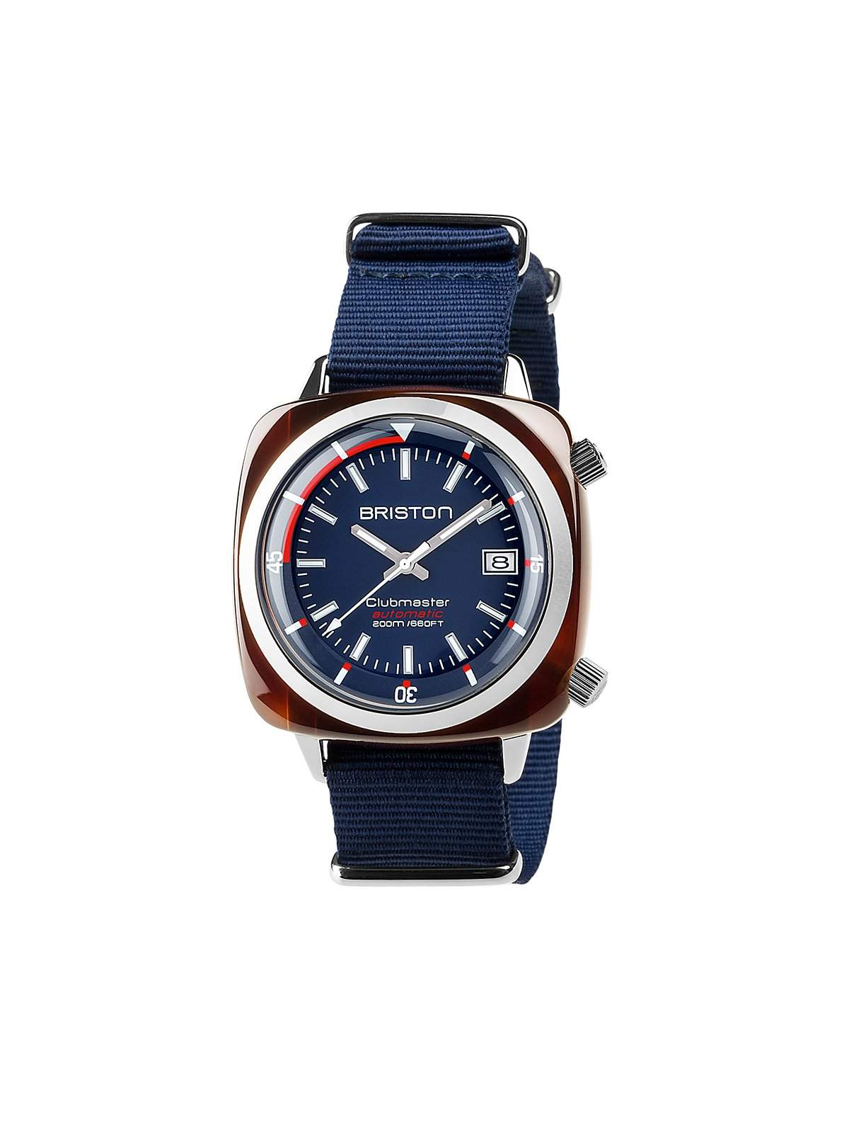 Briston Clubmaster Diver Acetate Automatic HMS Tortoise Shell Navy Blue Dial 42mm - MORE by Morello Indonesia