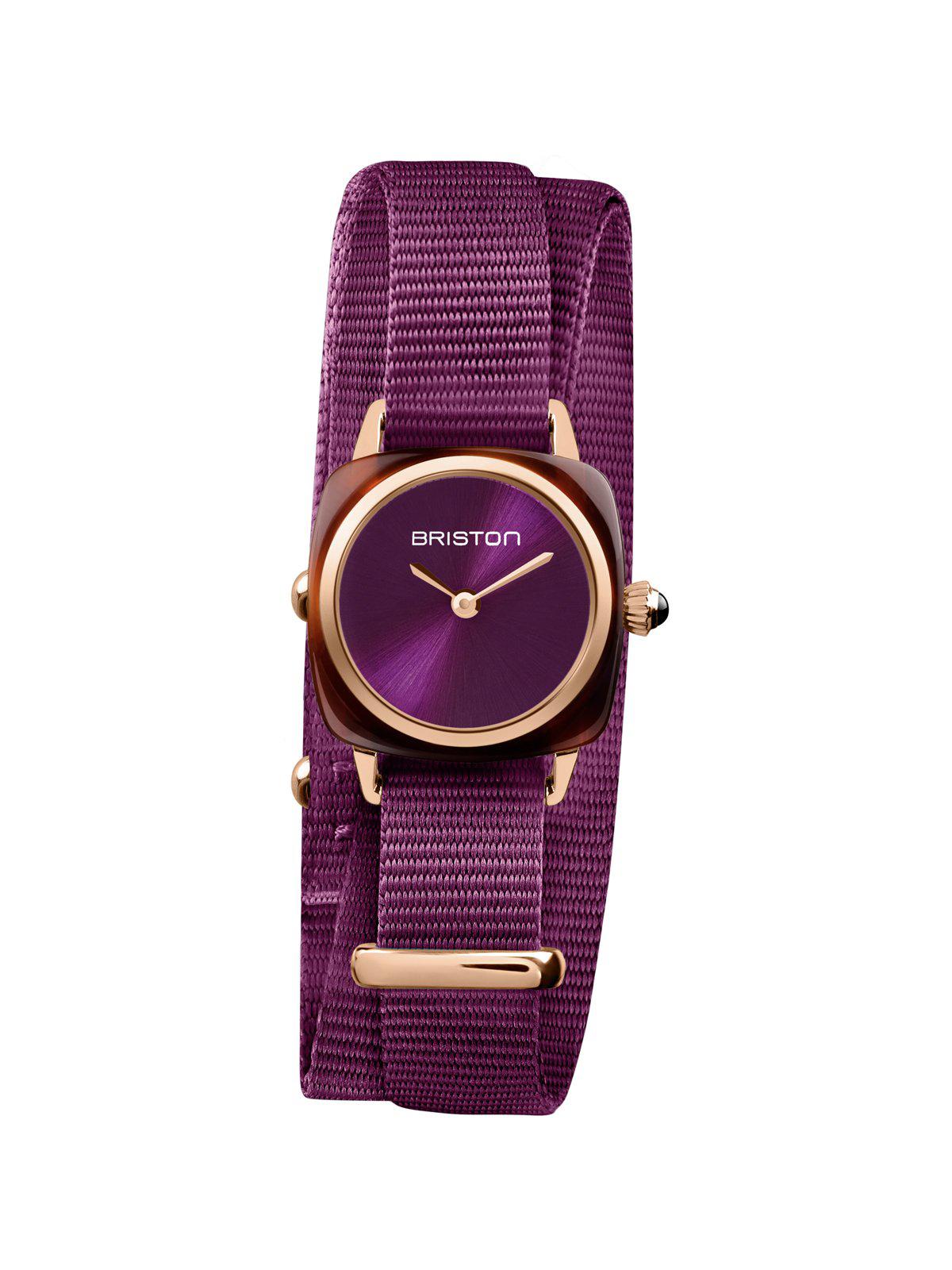 Briston Clubmaster Lady Acetate HM Cardinal Grape Sunray Dial Rose Gold Double Tour 24mm