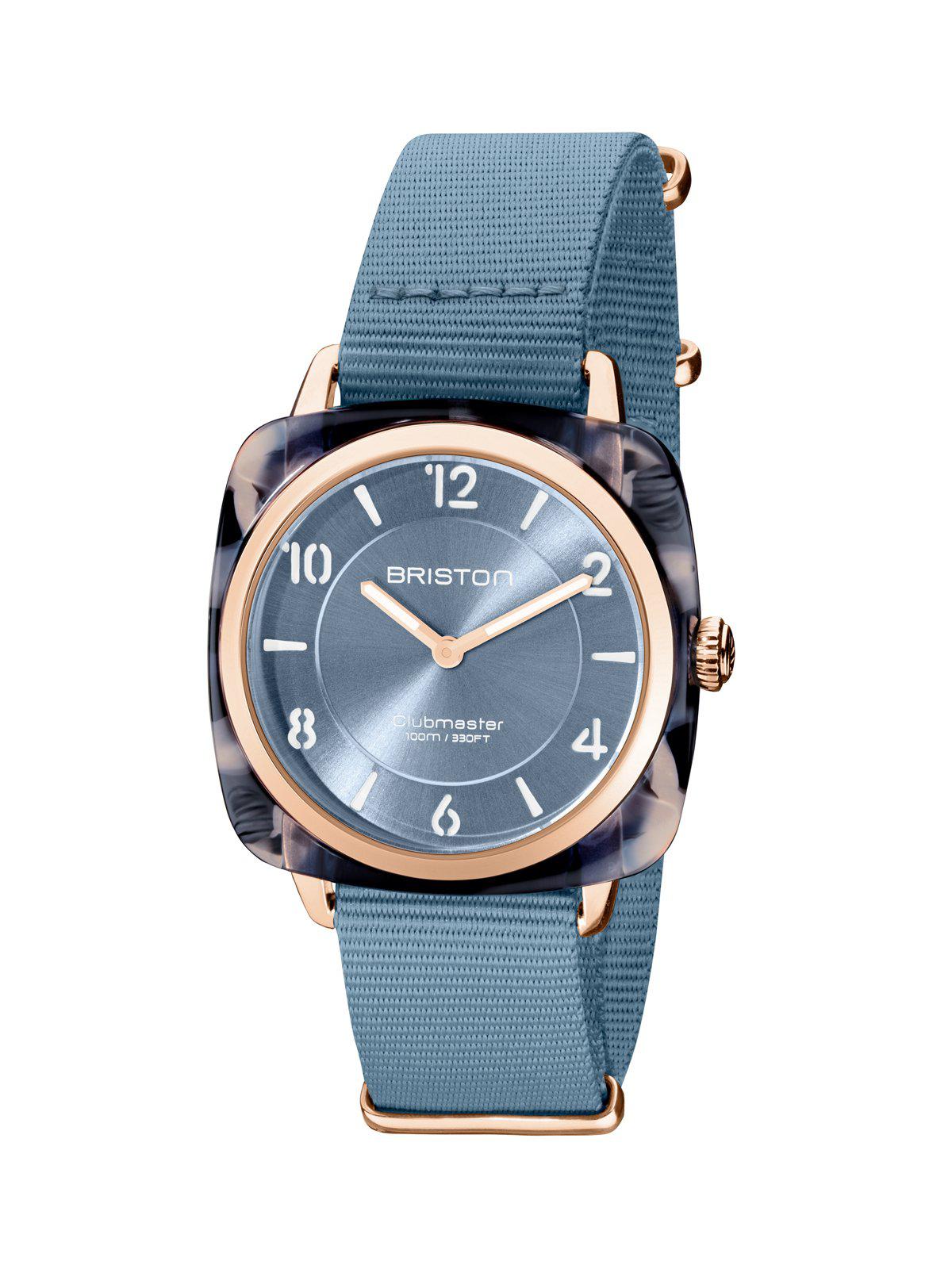 Briston Clubmaster Chic Acetate HMS Ice Blue Sunray Dial Rose Gold 36mm