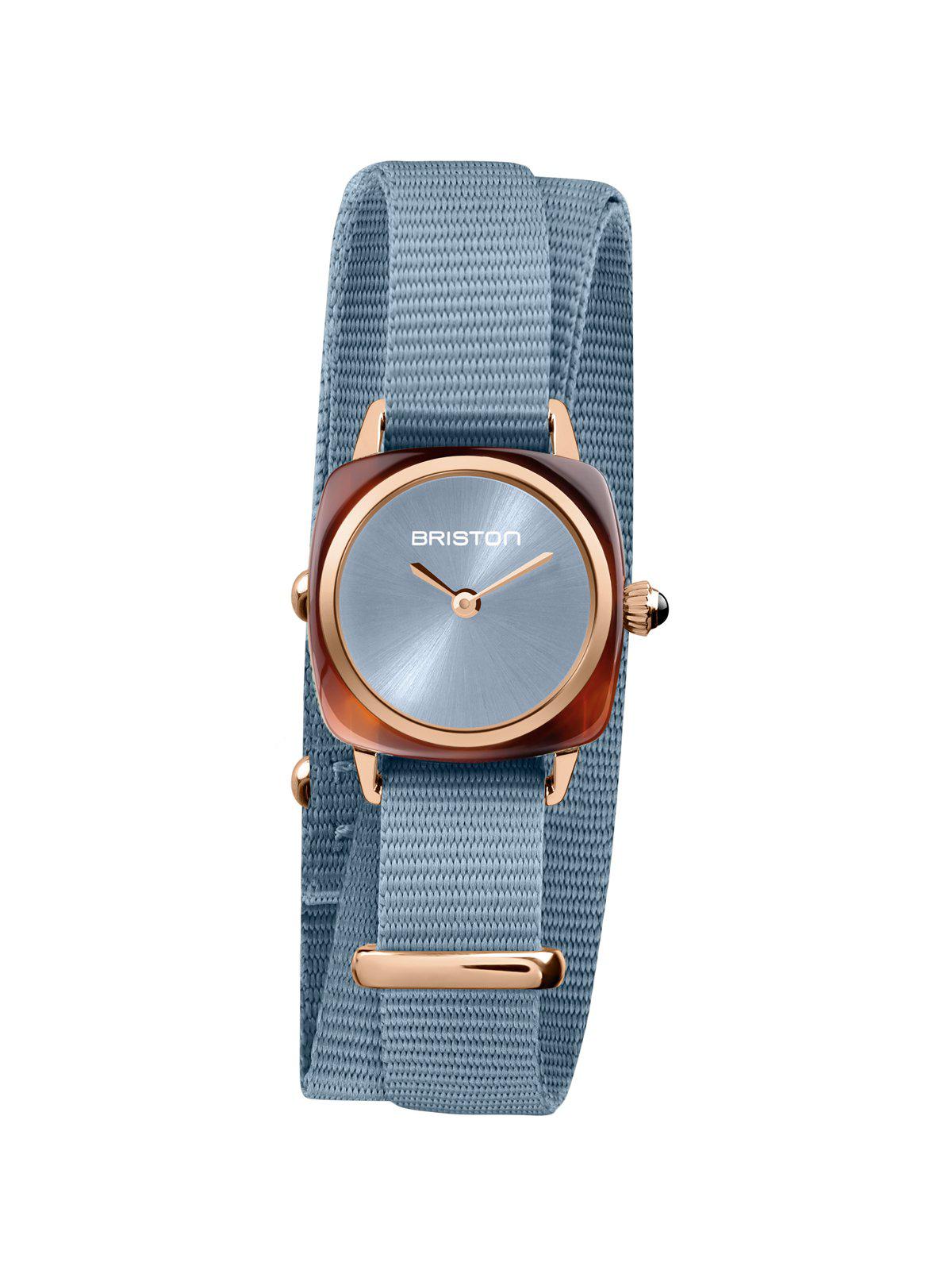 Briston Clubmaster Lady Acetate HM Ice Blue Sunray Dial Rose Gold Double Tour 24mm