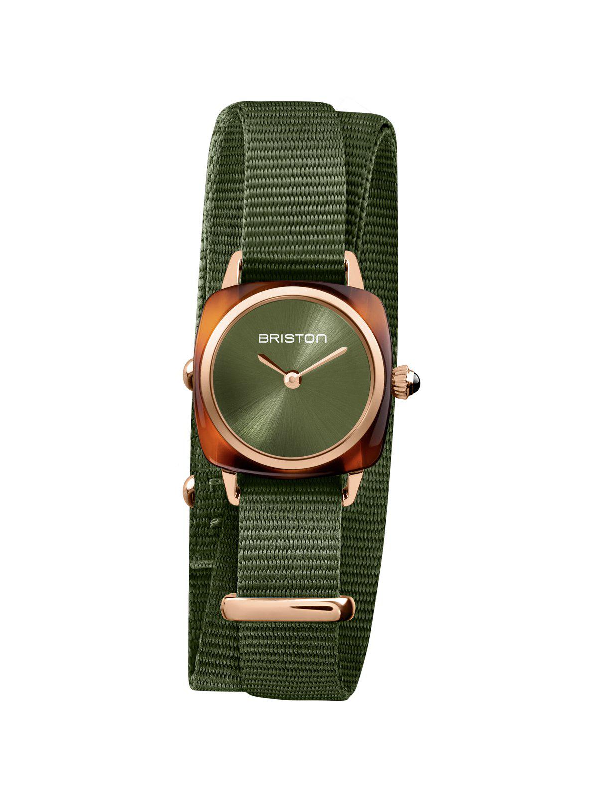 Briston Clubmaster Lady Acetate HM Green Olive Sunray Dial Rose Gold Double Tour 24mm