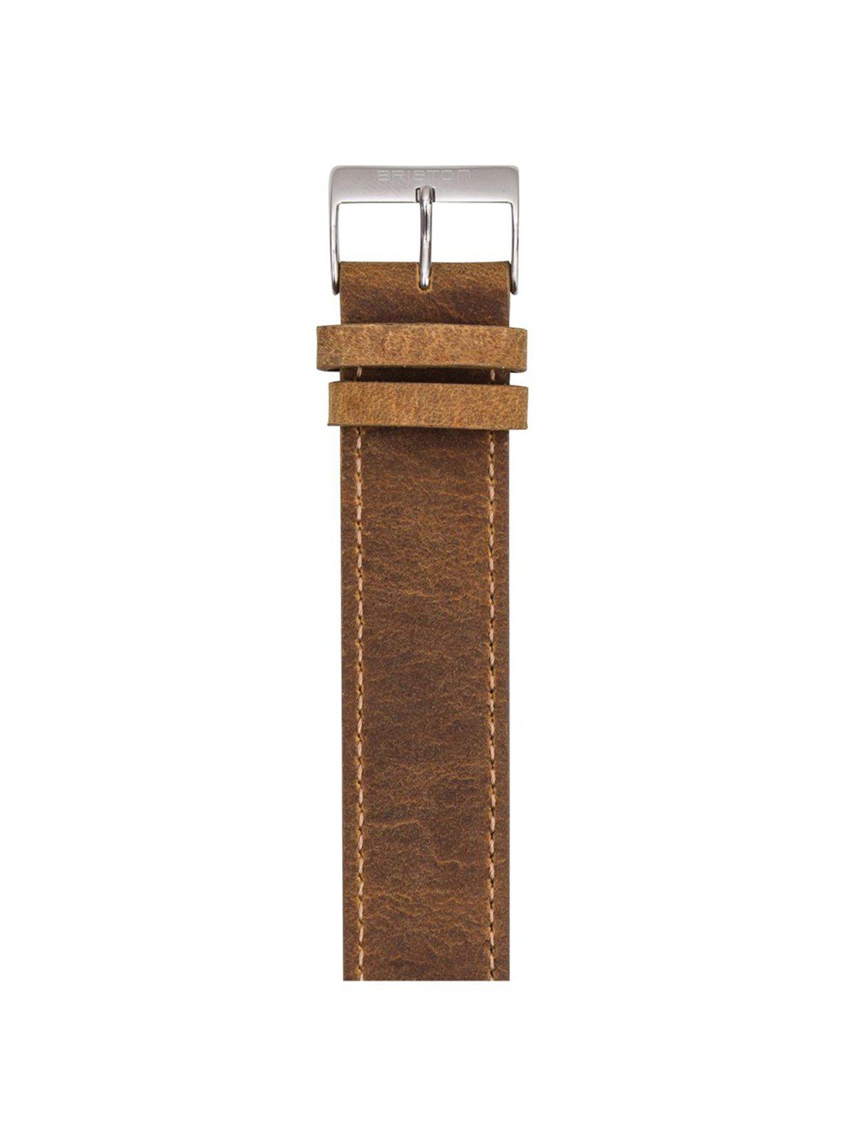 Briston Vintage Leather Strap Brown Polished Steel 20mm - MORE by Morello Indonesia