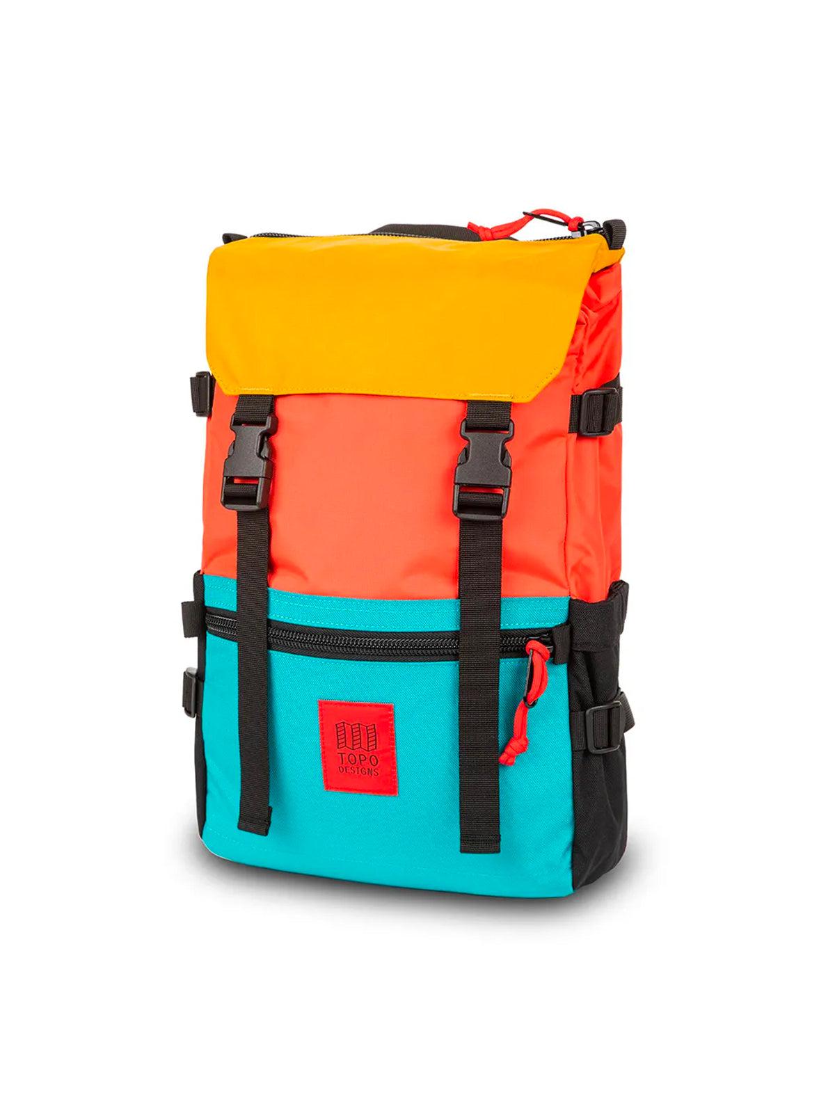 Topo Designs Rover Pack Hot Coral Turquoise Mustard