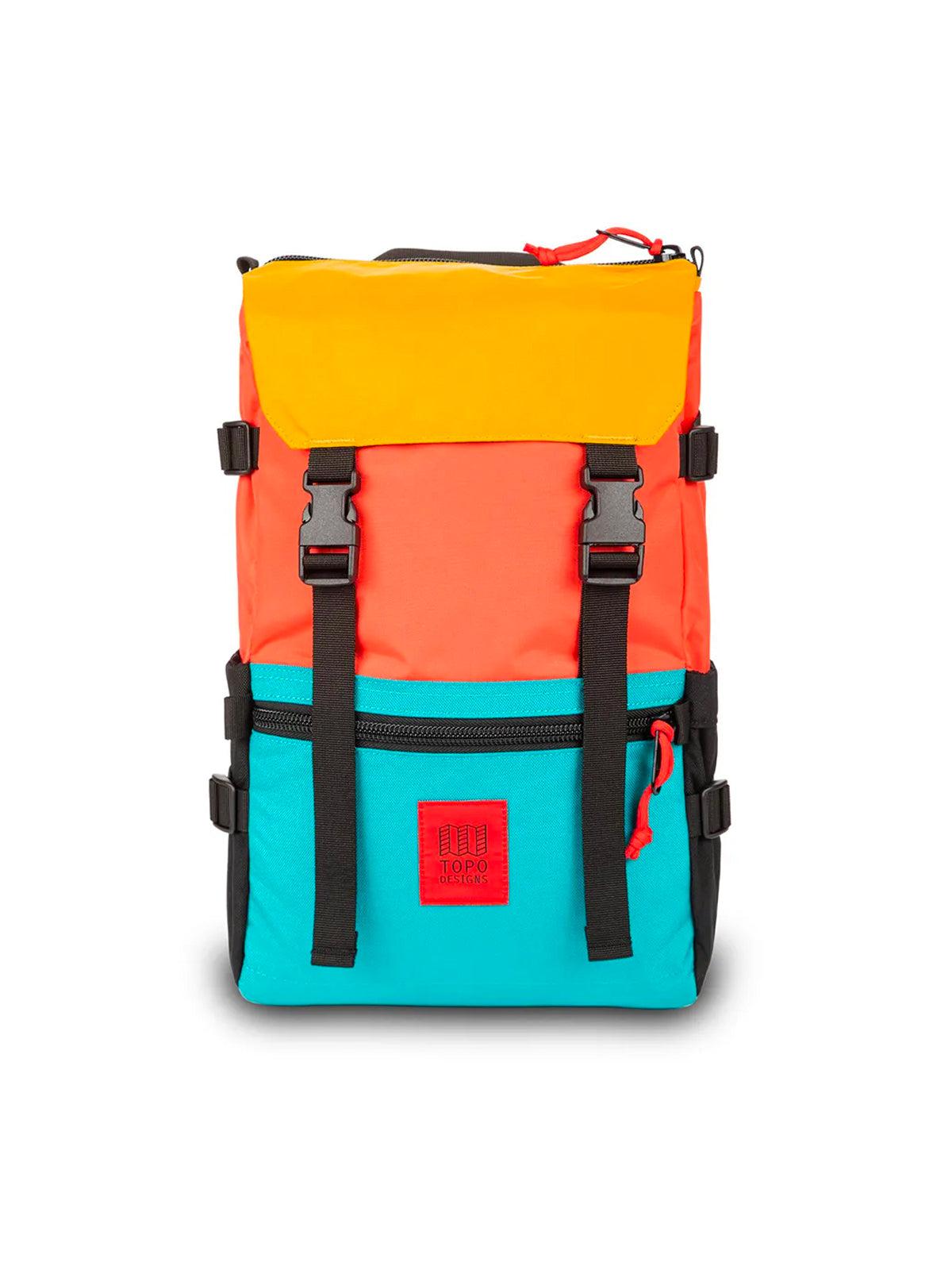 Topo Designs Rover Pack Hot Coral Turquoise Mustard
